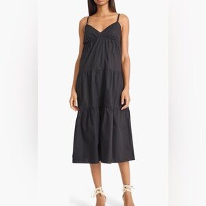 The Good Journey
V-Neck Tiered
Cotton Midi

Elegant Black Sleeveless Dress